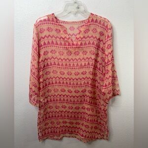 Burton & Burton Sheer 3/4 Length Sleeve Blouse size M/L NWOT